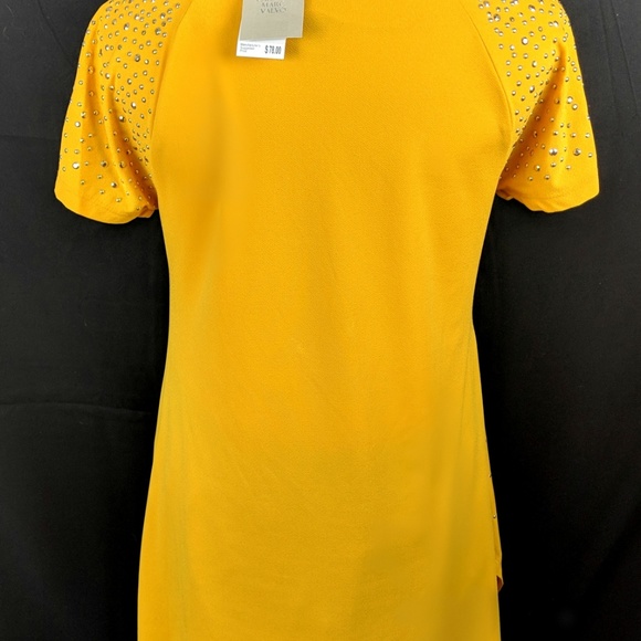 NWT Carmen Marc Valvo Mustard Yellow Studded Top - Picture 3 of 8